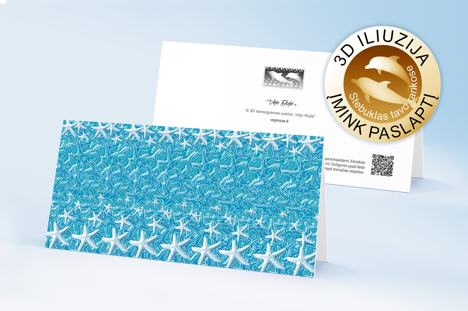 Dolphins – 3D Stereogram Greeting Card with Envelope | Vėjo Rožė ...