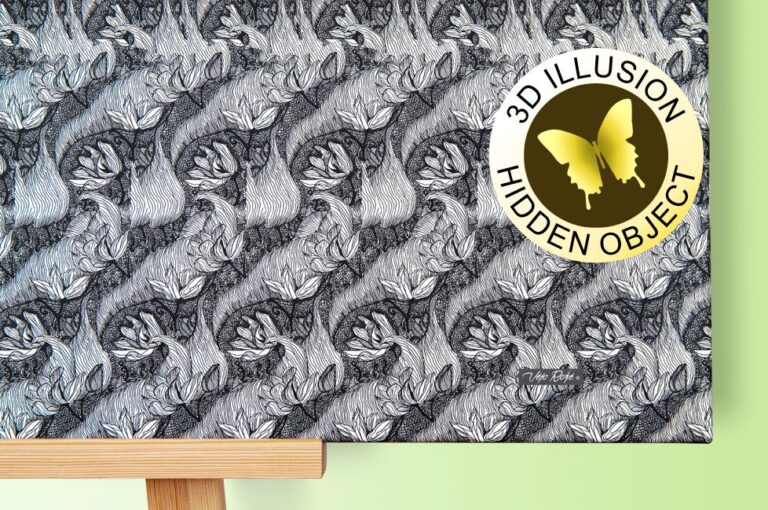 Butterfly in Love – 3D Stereogram Giclée Print on Canvas