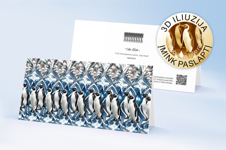 Penguins – 3D Stereogram Greeting Card with Envelope