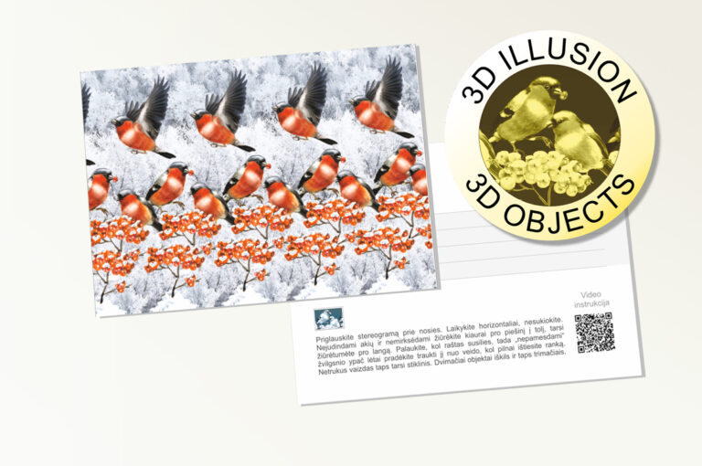 Bullfinches – 3D Stereogram Postcard