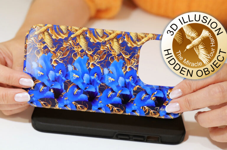 Blue irises 3d stereogram phone case