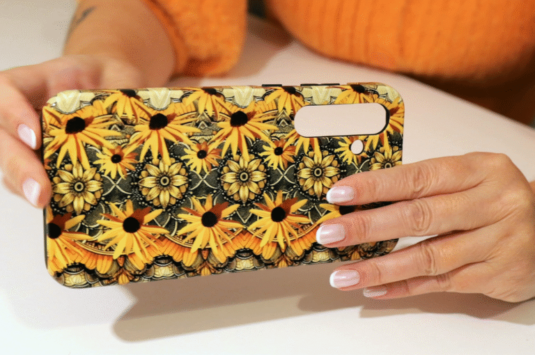 Orange flowers 3d stereogram phone case
