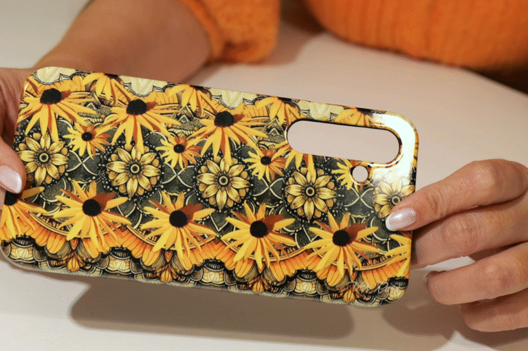 Orange flowers 3d stereogram phone case
