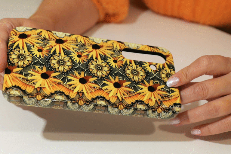 Orange flowers 3d stereogram phone case