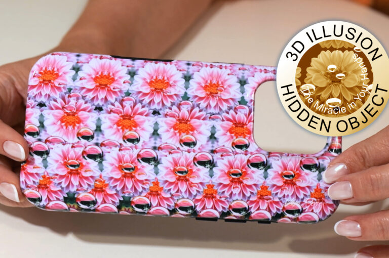 Pink dahlias 3d stereogram phone case