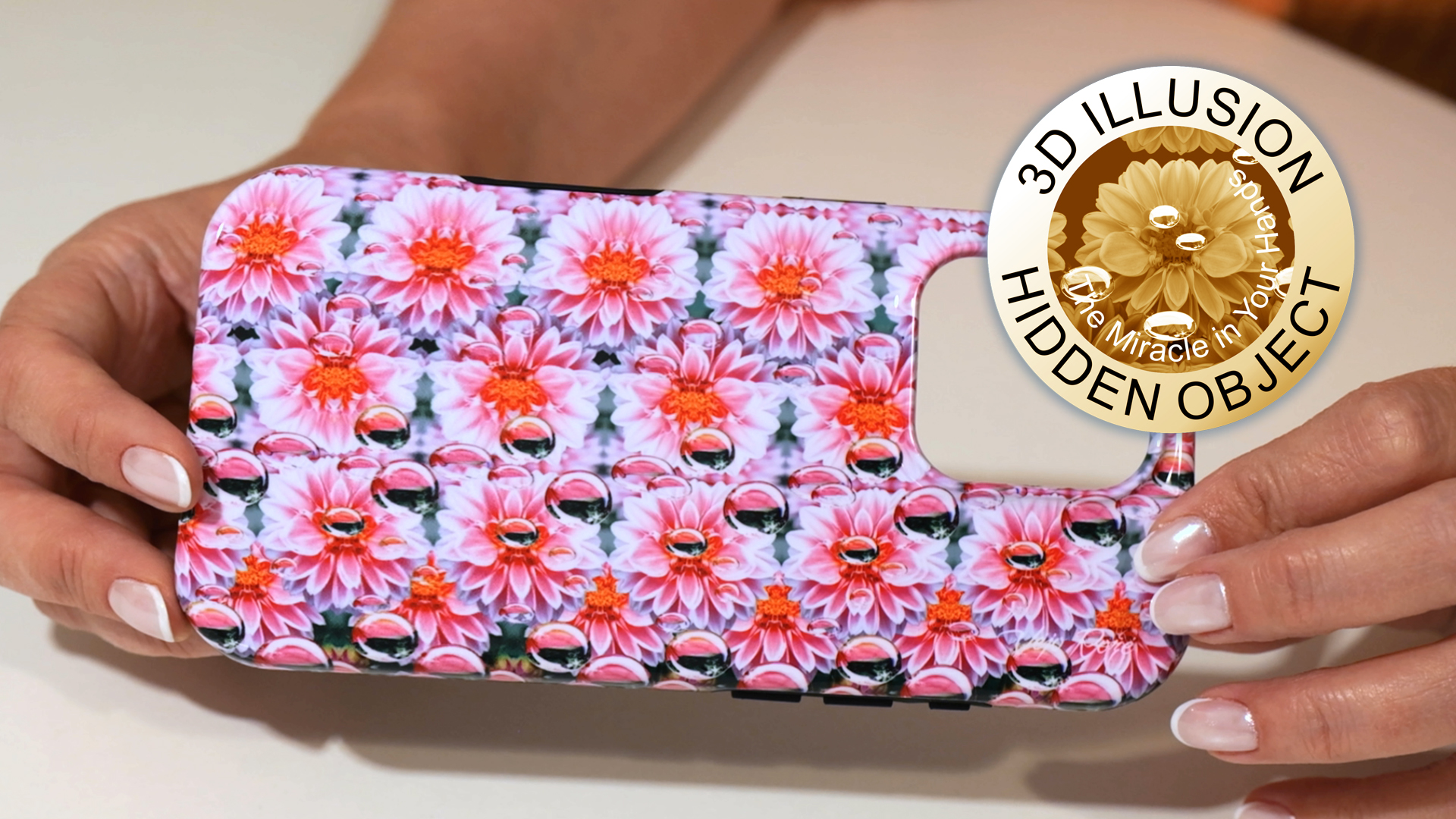 Pink dahlias 3d stereogram phone case