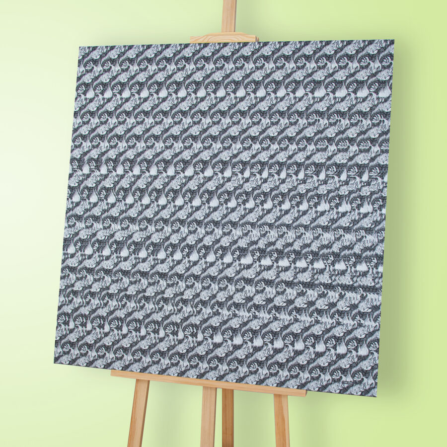Butterfly in Love – 3D Stereogram Giclée Print on Canvas