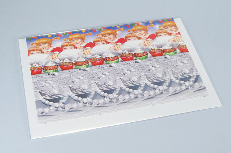 Children and the Cake – 3D Stereogram Greeting Card with Envelope